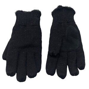 Gloves black fuzzy acrylic blend one size knitted READ